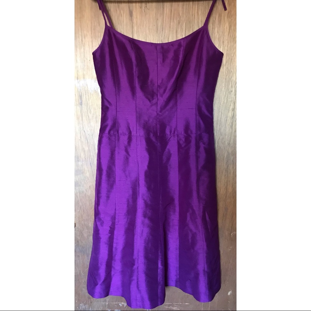 Ann Taylor Seamed Ponte Silk Flare Dress